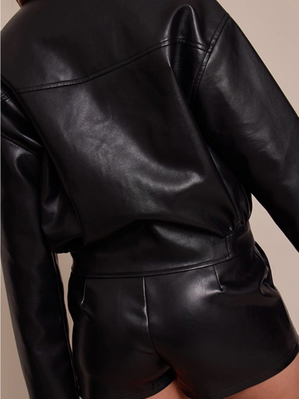 NWT Nasty Gal Black Real Leather Hotpant Short  sz US 10 / UK 14